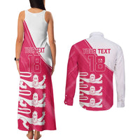 Custom Bailiwick of Jersey Cricket Couples Matching Tank Maxi Dress and Long Sleeve Button Shirt Jer Lions Champion Pink Version - Wonder Print Shop