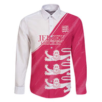Custom Bailiwick of Jersey Cricket Family Matching Off The Shoulder Long Sleeve Dress and Hawaiian Shirt Jer Lions Champion Pink Version - Wonder Print Shop