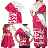 Custom Bailiwick of Jersey Cricket Family Matching Off Shoulder Maxi Dress and Hawaiian Shirt Jer Lions Champion Pink Version - Wonder Print Shop