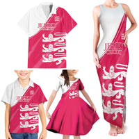 Custom Bailiwick of Jersey Cricket Family Matching Tank Maxi Dress and Hawaiian Shirt Jer Lions Champion Pink Version - Wonder Print Shop