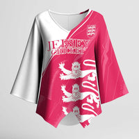 Custom Bailiwick of Jersey Cricket Kimono Sleeve Blouse Jer Lions Champion Pink Version - Wonder Print Shop