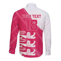 Custom Bailiwick of Jersey Cricket Long Sleeve Button Shirt Jer Lions Champion Pink Version - Wonder Print Shop