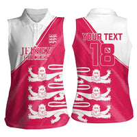 Custom Bailiwick of Jersey Cricket Women Sleeveless Polo Shirt Jer Lions Champion Pink Version - Wonder Print Shop