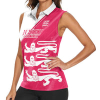 Custom Bailiwick of Jersey Cricket Women Sleeveless Polo Shirt Jer Lions Champion Pink Version - Wonder Print Shop