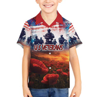 USA Veterans Day Family Matching Off The Shoulder Long Sleeve Dress and Hawaiian Shirt All Gave Some With Poppy Patterns - Wonder Print Shop