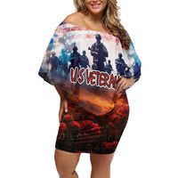 USA Veterans Day Off Shoulder Short Dress All Gave Some With Poppy Patterns - Wonder Print Shop