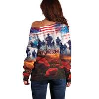 USA Veterans Day Off Shoulder Sweater All Gave Some With Poppy Patterns - Wonder Print Shop