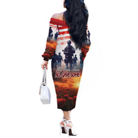 USA Veterans Day Off The Shoulder Long Sleeve Dress All Gave Some With Poppy Patterns - Wonder Print Shop