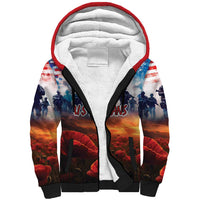 USA Veterans Day Sherpa Hoodie All Gave Some With Poppy Patterns - Wonder Print Shop