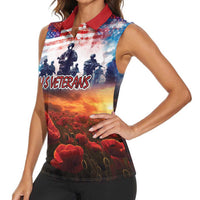 USA Veterans Day Women Sleeveless Polo Shirt All Gave Some With Poppy Patterns - Wonder Print Shop