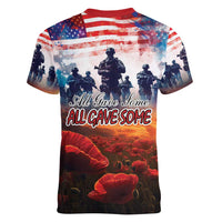 USA Veterans Day Women V-Neck T-Shirt All Gave Some With Poppy Patterns - Wonder Print Shop