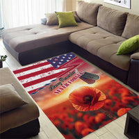 USA Veterans Day Area Rug Poppy Flowers With Flag Grunge - Wonder Print Shop