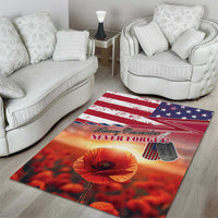 USA Veterans Day Area Rug Poppy Flowers With Flag Grunge - Wonder Print Shop