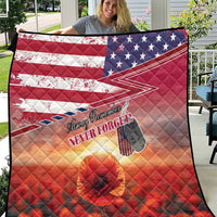 USA Veterans Day Quilt Poppy Flowers With Flag Grunge - Wonder Print Shop