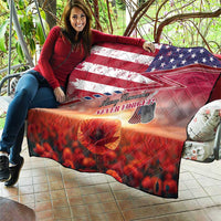 USA Veterans Day Quilt Poppy Flowers With Flag Grunge - Wonder Print Shop
