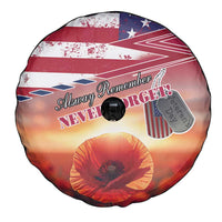 USA Veterans Day Spare Tire Cover Poppy Flowers With Flag Grunge - Wonder Print Shop
