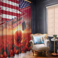 USA Veterans Day Window Curtain Poppy Flowers With Flag Grunge - Wonder Print Shop