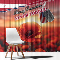 USA Veterans Day Window Curtain Poppy Flowers With Flag Grunge - Wonder Print Shop