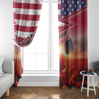 USA Veterans Day Window Curtain Poppy Flowers With Flag Grunge - Wonder Print Shop
