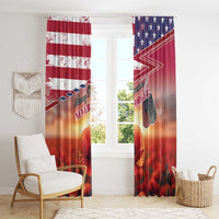 USA Veterans Day Window Curtain Poppy Flowers With Flag Grunge - Wonder Print Shop