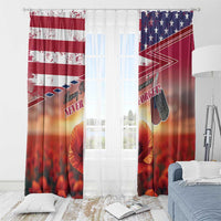 USA Veterans Day Window Curtain Poppy Flowers With Flag Grunge - Wonder Print Shop