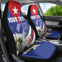 Personalized Cuba Hedychium Coronarium Car Seat Cover With Coat Of Arms - Wonder Print Shop