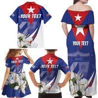 Personalized Cuba Hedychium Coronarium Family Matching Off Shoulder Maxi Dress and Hawaiian Shirt With Coat Of Arms - Wonder Print Shop