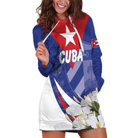 Personalized Cuba Hedychium Coronarium Hoodie Dress With Coat Of Arms - Wonder Print Shop