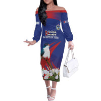 Custom Cuba Independence Day 1868 Family Matching Off The Shoulder Long Sleeve Dress and Hawaiian Shirt Tocororo With White Mariposa - Wonder Print Shop