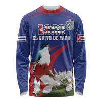 Custom Cuba Independence Day 1868 Long Sleeve Shirt Tocororo With White Mariposa - Wonder Print Shop