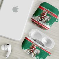 Lithuania Christmas AirPods Case Santa Riding White Horse Linksmu Kaledu - Wonder Print Shop