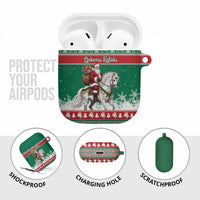 Lithuania Christmas AirPods Case Santa Riding White Horse Linksmu Kaledu - Wonder Print Shop