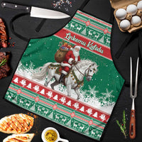 Lithuania Christmas Apron Santa Riding White Horse Linksmu Kaledu - Wonder Print Shop