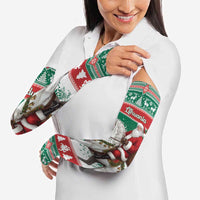 Lithuania Christmas Arm Sleeves Santa Riding White Horse Linksmu Kaledu - Wonder Print Shop