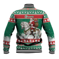 Lithuania Christmas Baseball Jacket Santa Riding White Horse Linksmu Kaledu - Wonder Print Shop