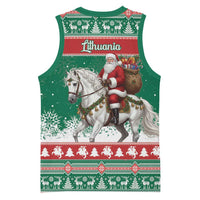 Lithuania Christmas Basketball Jersey Santa Riding White Horse Linksmu Kaledu - Wonder Print Shop