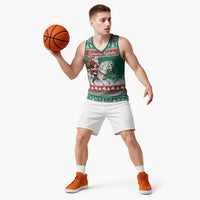 Lithuania Christmas Basketball Jersey Santa Riding White Horse Linksmu Kaledu - Wonder Print Shop