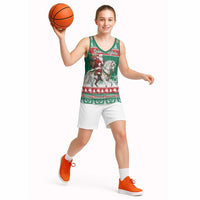 Lithuania Christmas Basketball Jersey Santa Riding White Horse Linksmu Kaledu - Wonder Print Shop