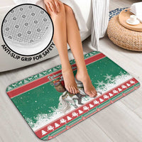 Lithuania Christmas Bathroom Set Santa Riding White Horse Linksmu Kaledu - Wonder Print Shop