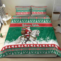 Lithuania Christmas Bedding Set Santa Riding White Horse Linksmu Kaledu - Wonder Print Shop