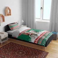 Lithuania Christmas Bedding Set Santa Riding White Horse Linksmu Kaledu - Wonder Print Shop