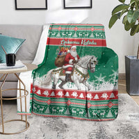 Lithuania Christmas Blanket Santa Riding White Horse Linksmu Kaledu - Wonder Print Shop