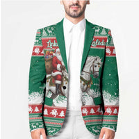 Lithuania Christmas Blazer Santa Riding White Horse Linksmu Kaledu - Wonder Print Shop