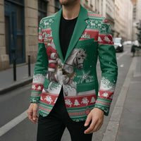 Lithuania Christmas Blazer Santa Riding White Horse Linksmu Kaledu - Wonder Print Shop