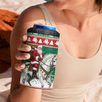 Lithuania Christmas 4 in 1 Can Cooler Tumbler Santa Riding White Horse Linksmu Kaledu - Wonder Print Shop