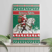 Lithuania Christmas Canvas Wall Art Santa Riding White Horse Linksmu Kaledu - Wonder Print Shop