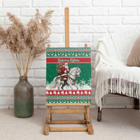 Lithuania Christmas Canvas Wall Art Santa Riding White Horse Linksmu Kaledu - Wonder Print Shop