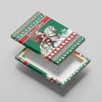 Lithuania Christmas Canvas Wall Art Santa Riding White Horse Linksmu Kaledu - Wonder Print Shop