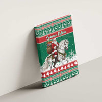 Lithuania Christmas Canvas Wall Art Santa Riding White Horse Linksmu Kaledu - Wonder Print Shop