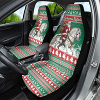 Lithuania Christmas Car Seat Cover Santa Riding White Horse Linksmu Kaledu - Wonder Print Shop